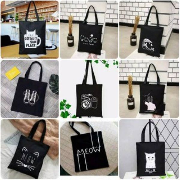 [LOKAL] DOMMO - D1380 Tote bag custom PAKAI SLETING - kpop murah wanita custom motif