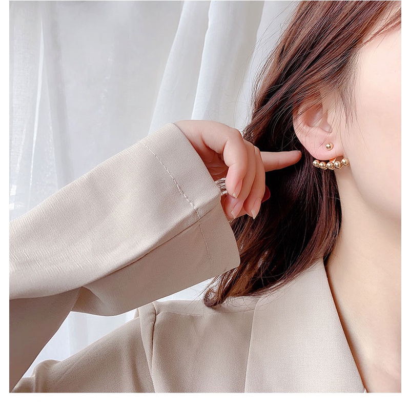 Anting Stud Bahan 925 Silver Needle Logam Gaya Retro Korea Untuk Wanita