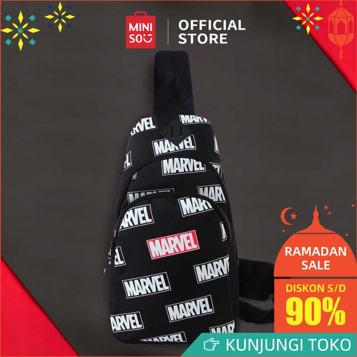 [Tas] Miniso Marvel Tas Selempang Pria Crossbody Chest Bag Fashion Untuk Sek [Selempang]