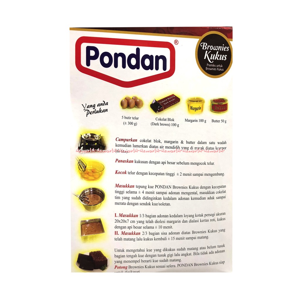 Pondan Brownies Kukus Cookies 400gr Cake Mix Tepung Instan Premiks Siap Pakai Membuat Kue Bronis Ulang Tahun Ultah