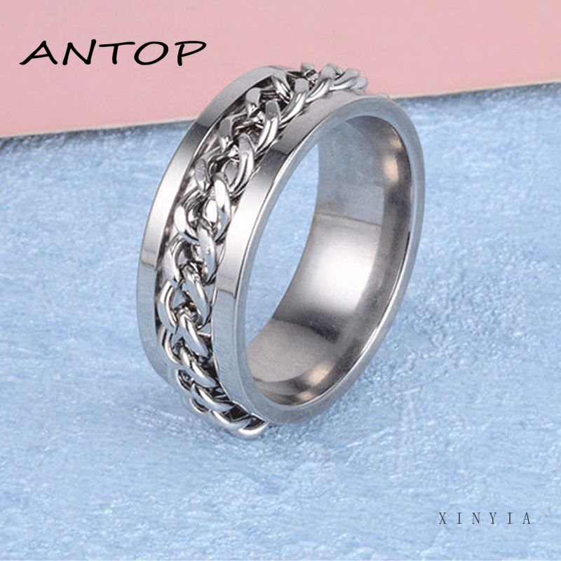 Cincin Rantai Pembuka Botol Bahan Titanium Steel Gaya Hip Hop Untuk Unisex ANTOP