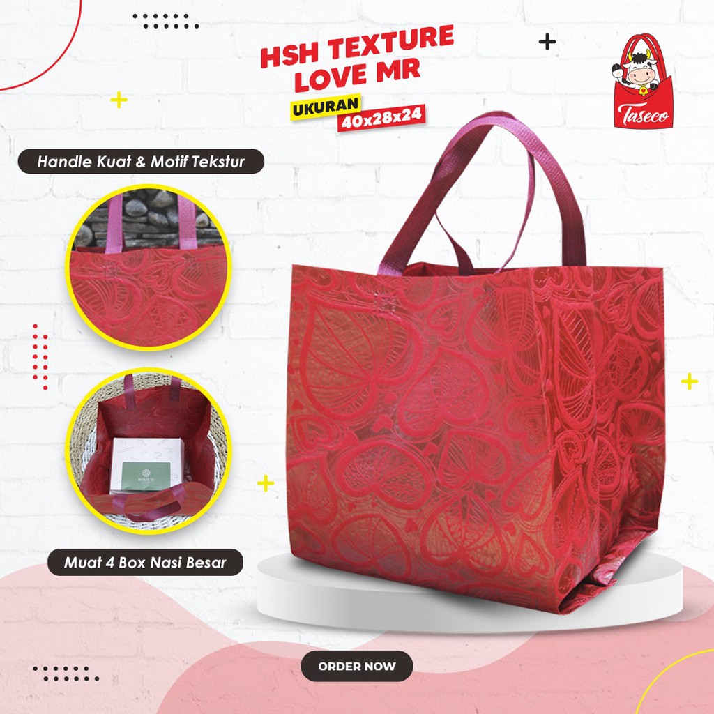 

[INSTAN LANGSUNG KIRIM] TASECO Tas Hajatan Nasi Box 24x24 | Tas Aqiqah | Tas Berkat Tas Tasyakuran Tekstur 40x28x24