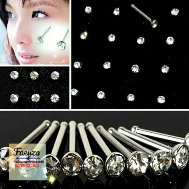 grosir  Anting hidung/stud nose/anting tusuk stenlis isi 24 pcs