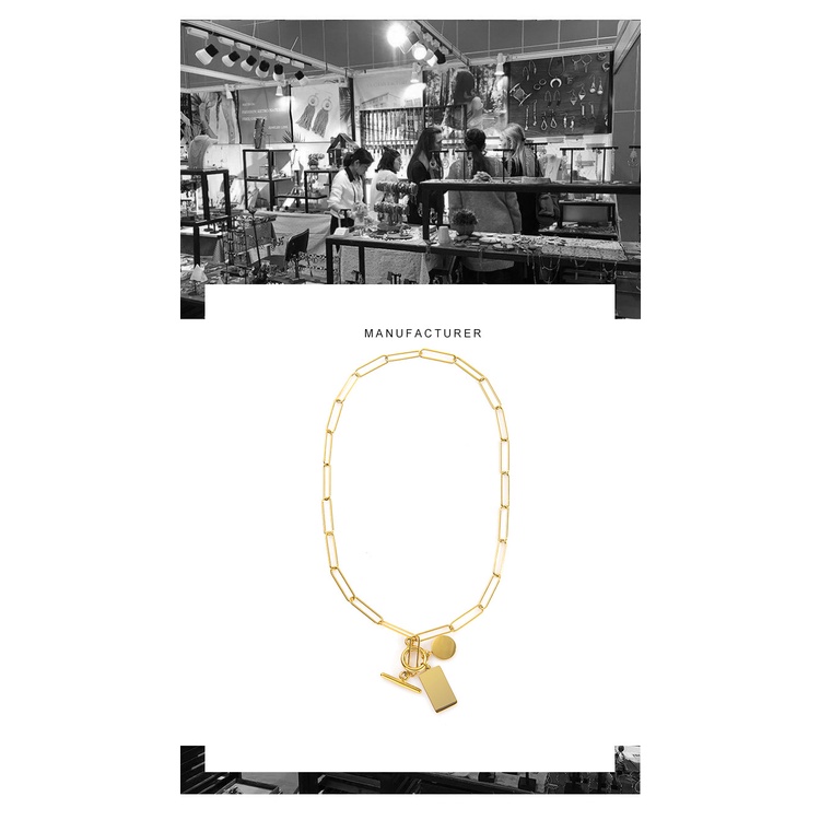 2021 Eropa dan Amerika baru pribadi baja titanium kalung square bulat stainless steel kalung tebal j