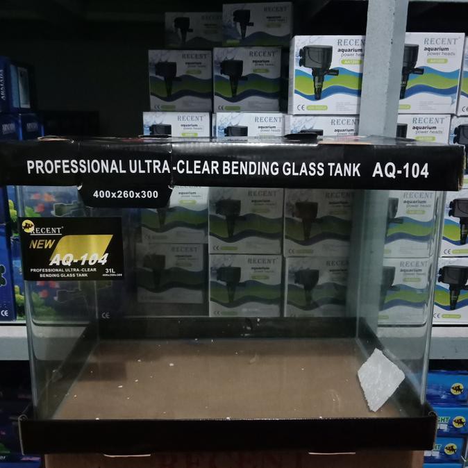 Aquarium Kaca Bending / Merek RECENT Tipe AQ-104 / 31 Liter