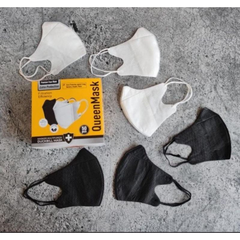 Masker Duckbill QueenMask 4 Ply Tebal (50pc)