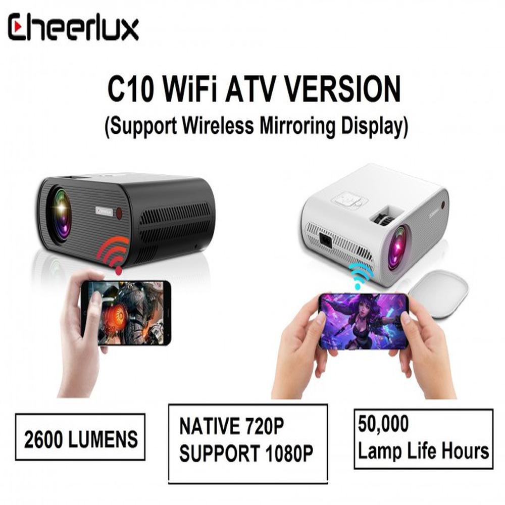 Proyektor CHEERLUX C10 wifi Projector 720P 2600 Lumens Support 1080P