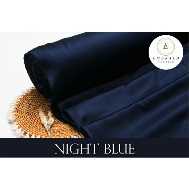 ( BUKAN HIJAB ) SETENGAH METER Kain Satin Velvet Roberto Cavalli Silk Premium  - NightBlue/Navy ( HARGA PER 50cm KAIN )