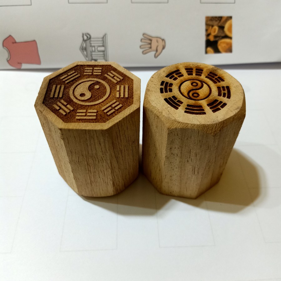 

stempel dewa motif pat kua / pakua / ba kua / pa kua - kayu - 03