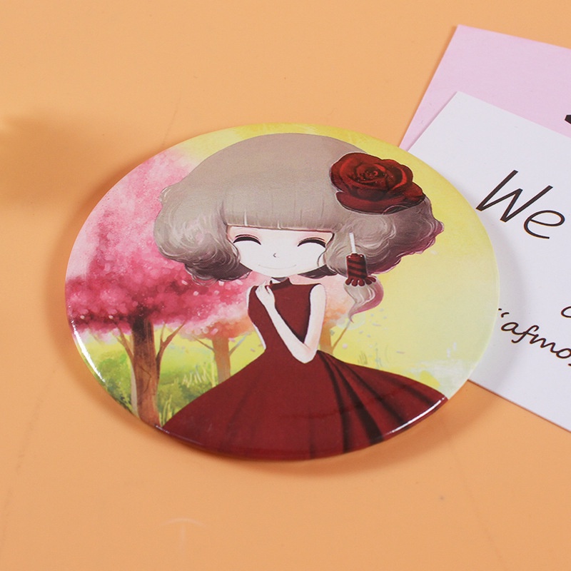 Cermin Saku Mini Bentuk Bulat Motif Kartun Gaya Korea Untuk Makeup