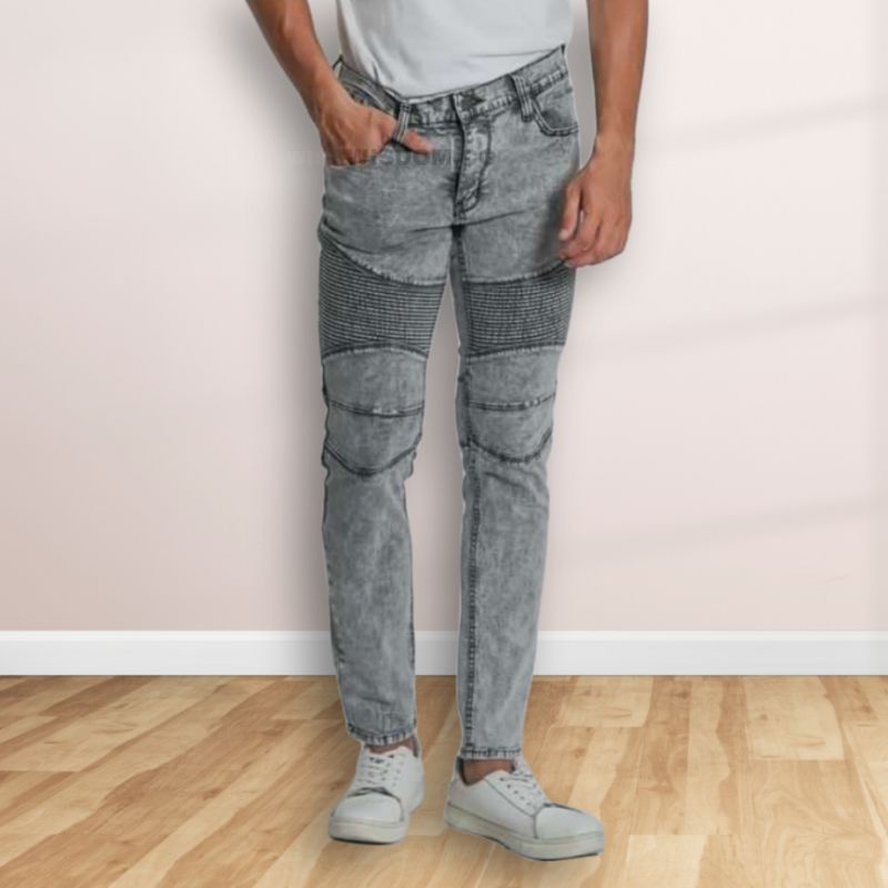 WISDOM - BR-005 Skinny Jeans Bikers Pria Celana Jeans Sobek Ripped Pria | Full Softjeans Stretch