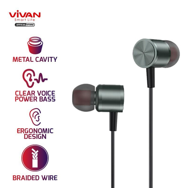 VIVAN Q11 Headset Earphone Android iPhone - Black