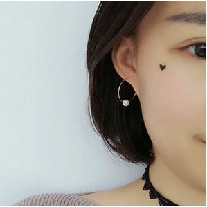 Anting Korea Fashion Simple Hoops Pearl