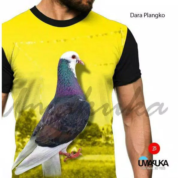 T-Shirt Burung Dara Plangko Full Print Baju Kaos 3D Umakuka Premium Quality