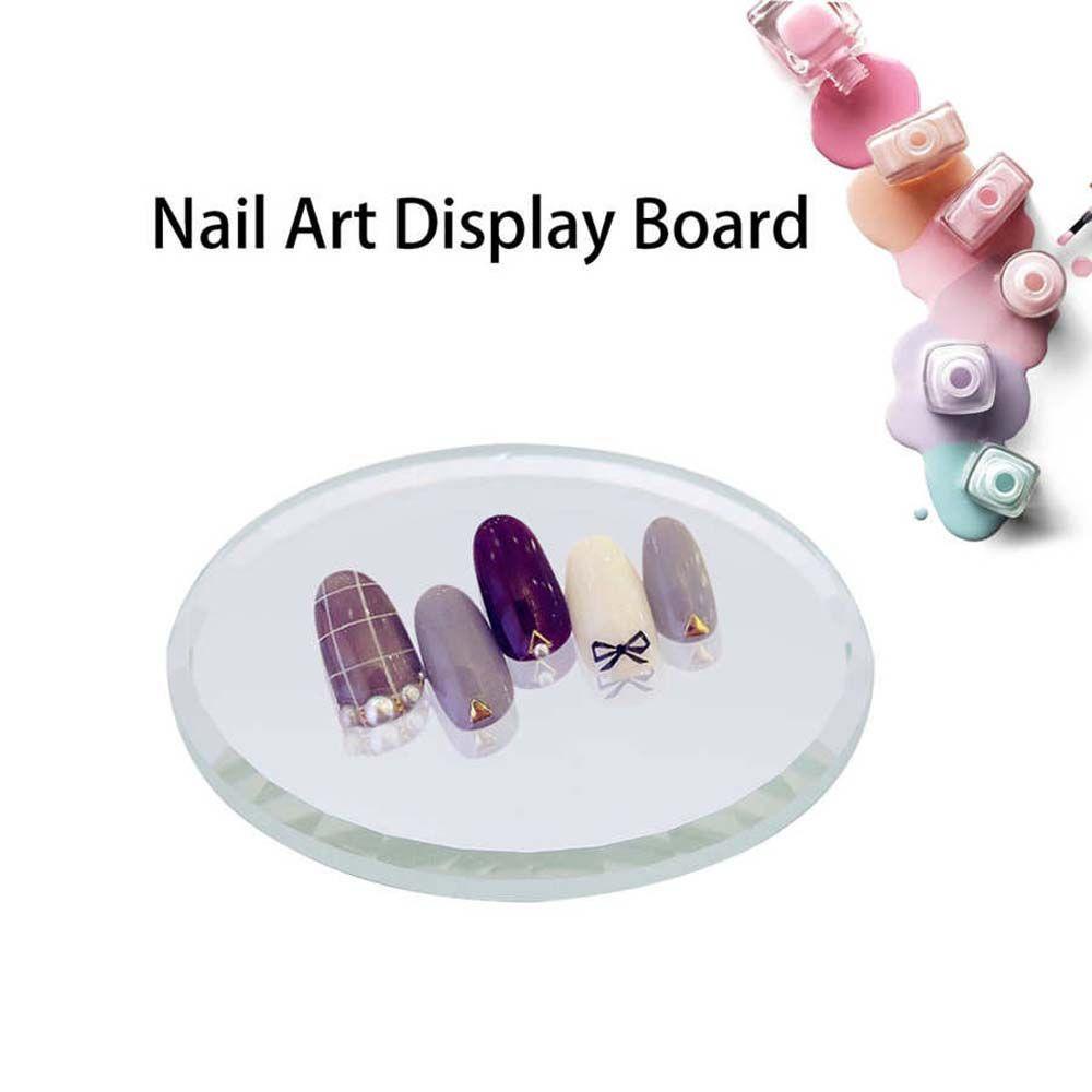 Agustina Rak Mandi Bulat Pencampuran Warna Fashion Nail Art Practice Tray Papan Pajangan Kuku Gambar Piring Poles Gel Alat Kaca Palet Warna