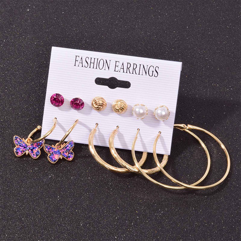 Fancyqube Fancycube 1 Set Anting Tusuk Desain Geometri Hias Mutiara Zircon Bahan Metal Untuk Wanita