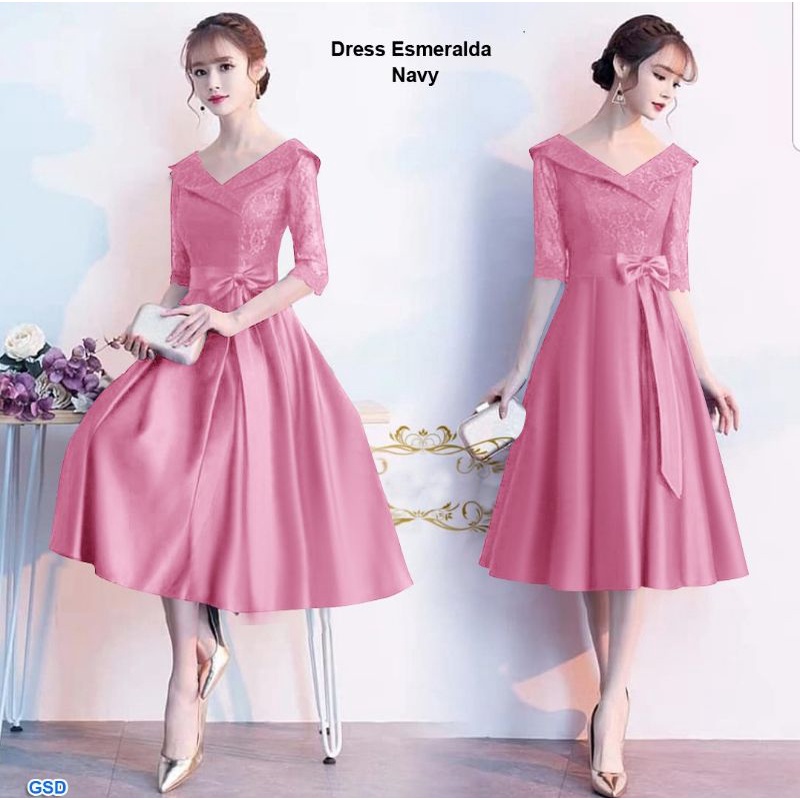 DRESS CANTIK ACARA PESTA / DRESS KENCAN / DRESS NIKAHAN / esmeralda - FC/ DRESS NATALAN/ BAJU JALAN JALAN