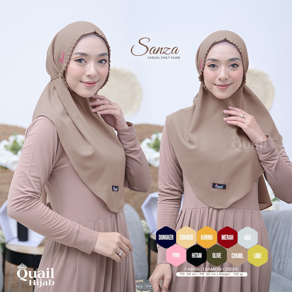 Jilbab Bergo Ped Lipit Sanza by Quail Hijab