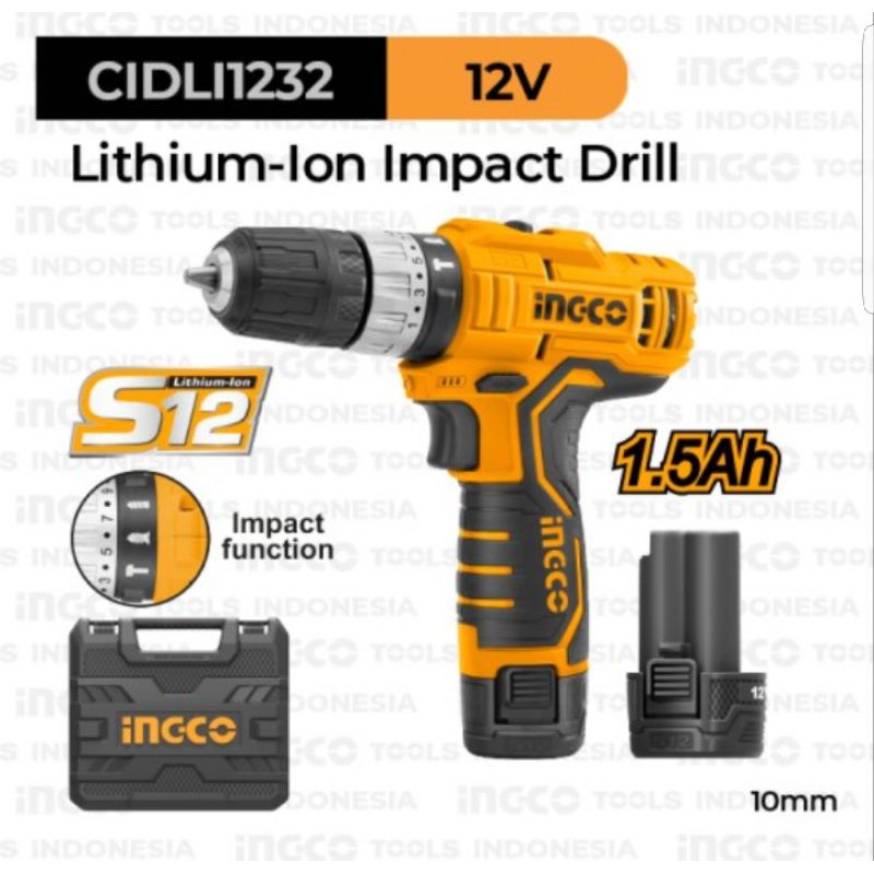 INGCO CIDLI1232 MESIN BOR IMPACT CORDLESS 12V