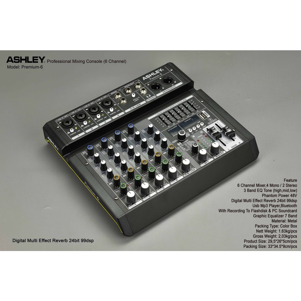 Mixer ASHLEY PREMIUM 6 / PREMIUM6 6 CHANNEL ORIGINAL ASHLEY