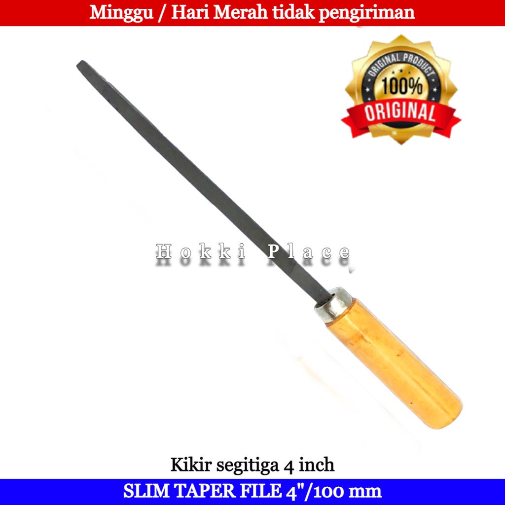 Jual Kikir Gergaji Segitiga 4 Inch Slim Taper File Gagang Handle Kayu