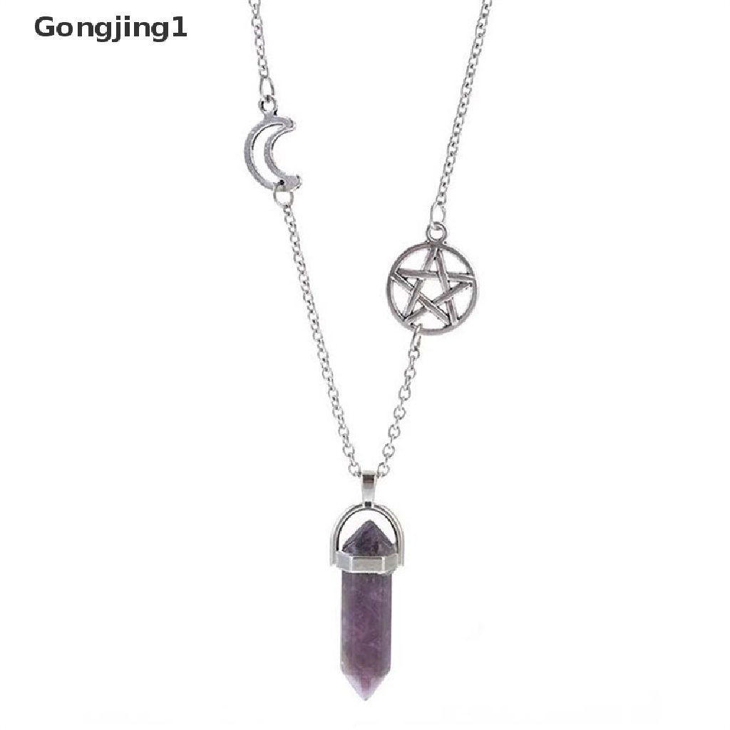 Gongjing1 Kalung Rantai Liontin Bintang + Batu Chakra Supernatural Gaya Vintage Untuk Wanita