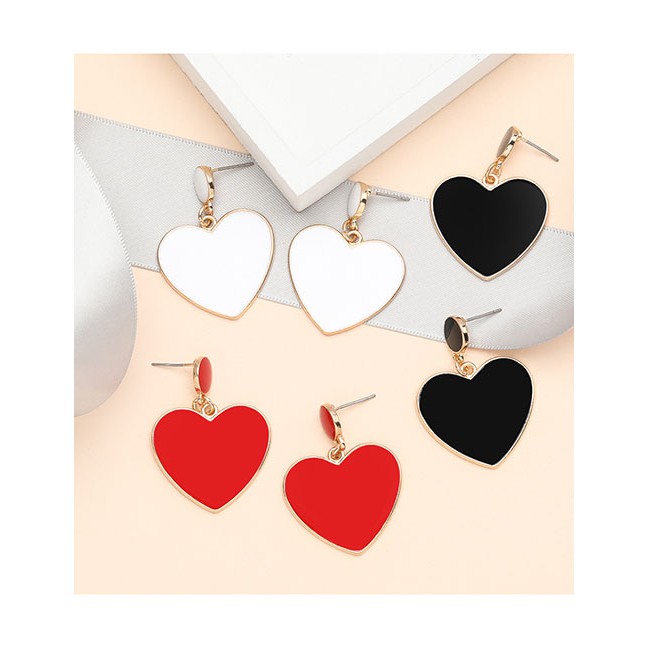 LRC Anting Tusuk Fashion Heart-shaped Alloy Oil Drop Geometric Earrings D92176