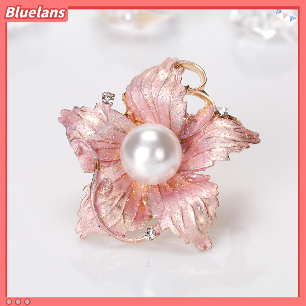Bluelans Fashion Women Rhinestone Imitation Pearl Enamel Flower Floriated Brooch Pin