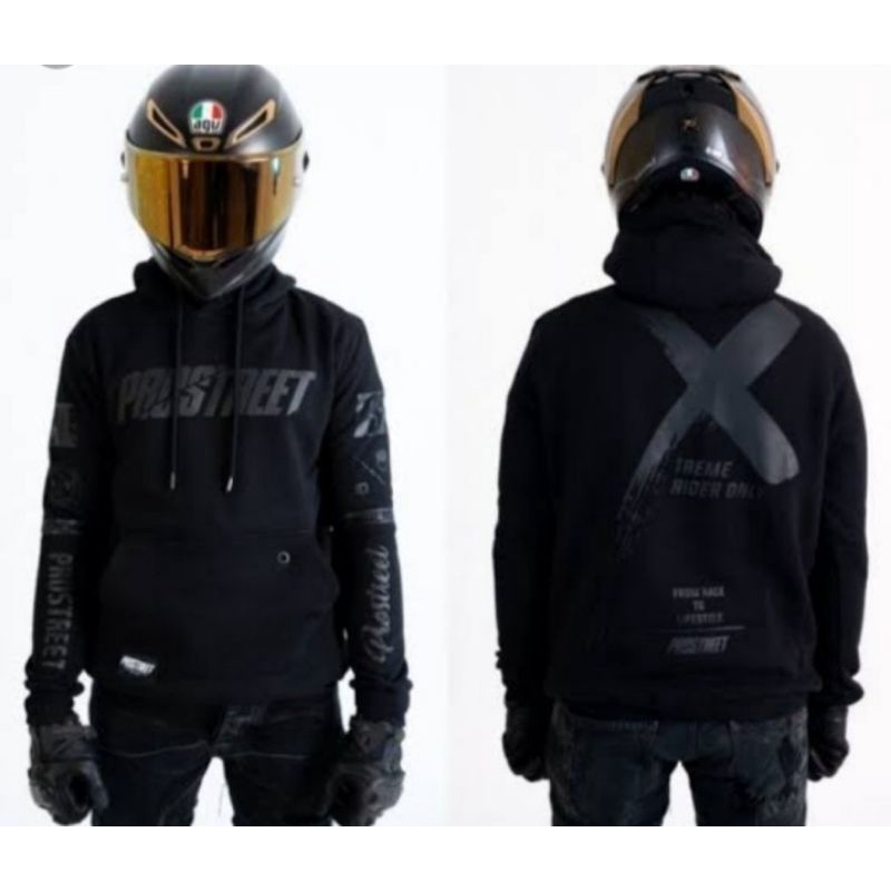 SWEATER BLACK PROSTREET/ HOODIE HITAM PROSTREET/SWEATER HOODIE MURAH HITAM PROSTREET