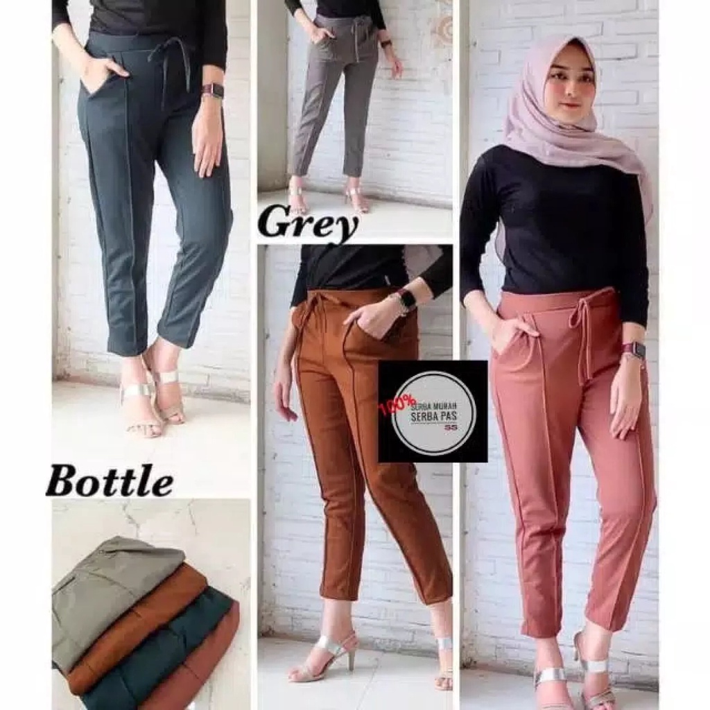 COD✅ READY SIZE REMAJA &amp; JUMBO up BB 80+kg / HOMY DOTY PANTS ~ TEBAL, MELAR &amp; RINGAN celana panjang wanita/XXXL/pensil tapered/bawahan muslimah/kasual ootd/kerja