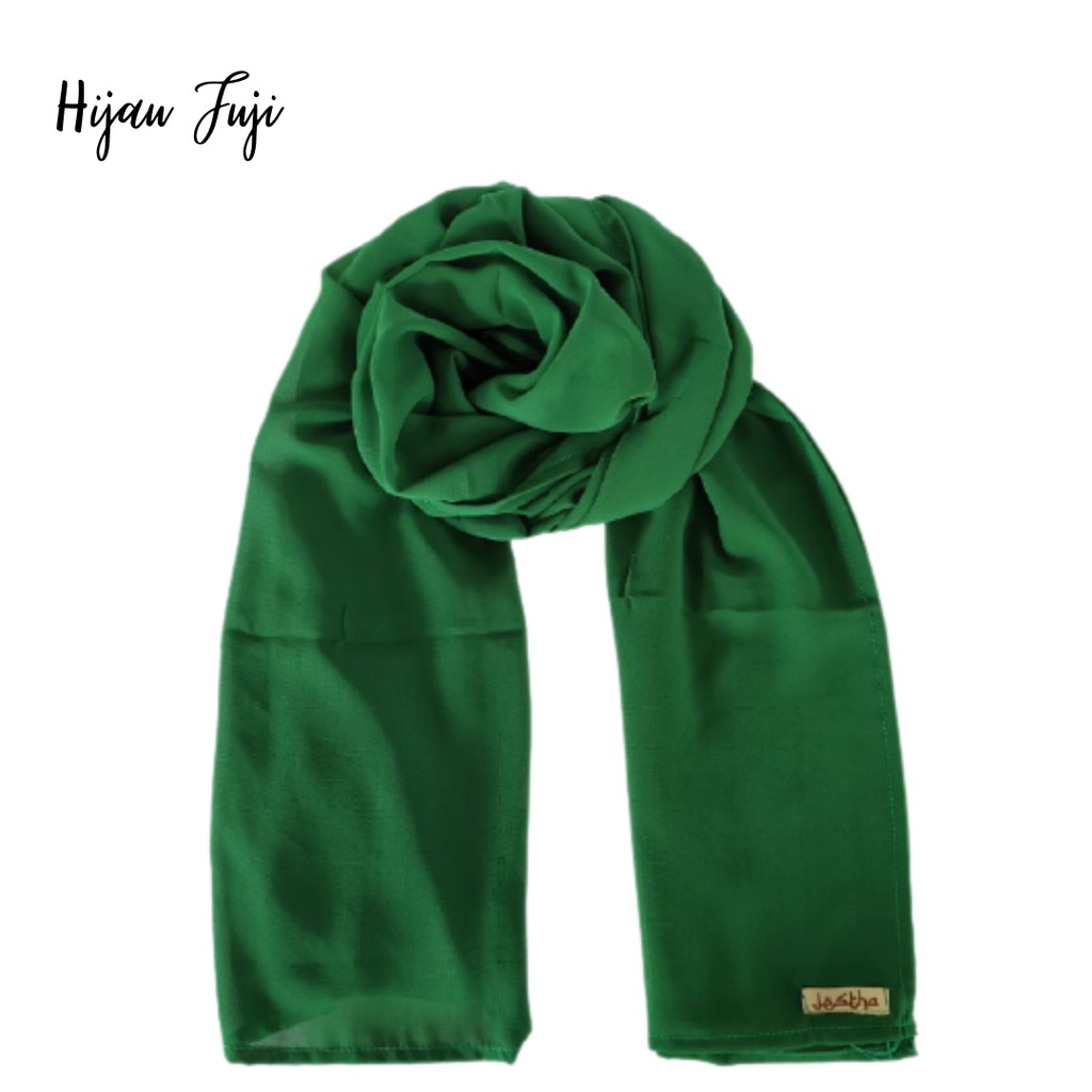 PASHMINA CERUTY PREMIUM 180x75 CM TEPI JAHIT RAPI HIJAB CERUTY PASMINA CERUTTY WARNA PART 1-HIJAU FUJI