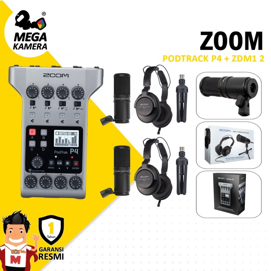Zoom Podtrak P4 Track Podcast Recorder - ZDM-1 Package - ZDM1