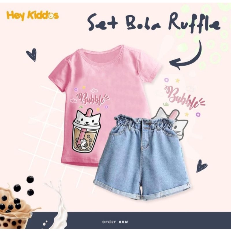 Heyy Kiddos Setelan Boba Ruffle