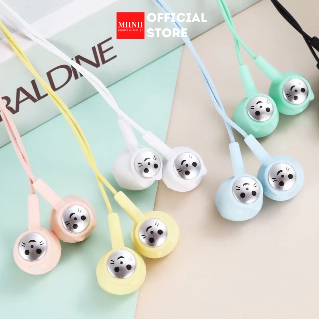 MIINII Headset/Handsfree Macaron U31 Motif Kucing Hifi Extra Bass Mate Colour NON PACK