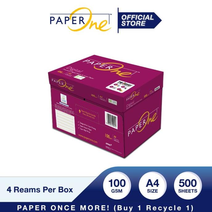 

PaperOne Kertas A4 100gr Digital 1 Box (2000 lembar) Kertas HVS