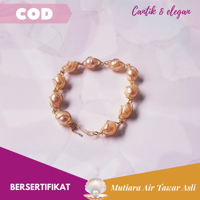 GELANG MUTIARA LOMBOK ASLI AIR TAWAR BERSERTIFIKAT / PERHIASAN MUTIARA ASLI LOMBOK - GLMLS015