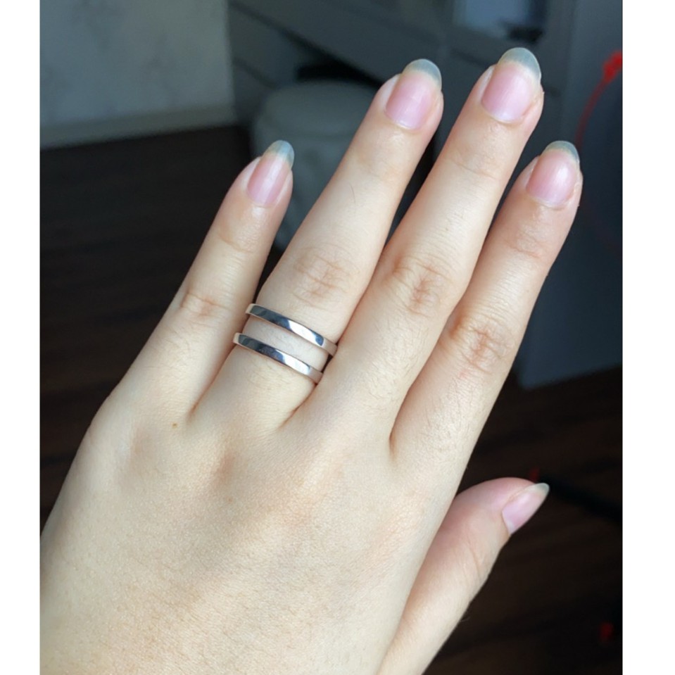 Cincin Perak Wanita Pria Couple Asli S 925 Lapis Rhodium Cocok Kawin Nikah tunangan hadiah RS040