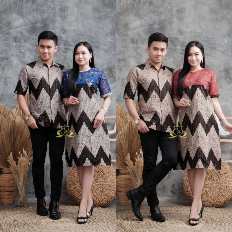 COUPLE DRESS BRUKAT BATIK ZIGZAG