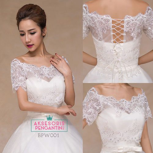 [PRODUK TERLARIS] BOLERO LACE AKSESORIS PENGANTIN CARDIGAN PESTA RENDA PUTIH BPW001