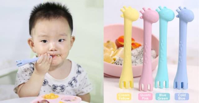 Babyqlo Giraffe Training Baby Spoon Sendok Garpu Bayi MPASI