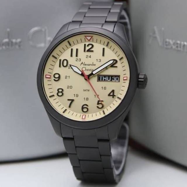 Jam Tangan Pria Alexandre Christie AC 6539 Black Cream