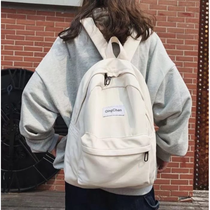 Ransel Wanita Polos Bahan Kanvas Selempang |