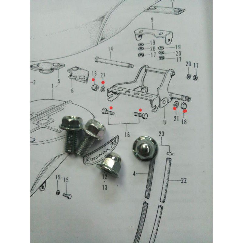 baut set braket jok belakang honda c50 c70 pispot c70 pispot c70 mk original