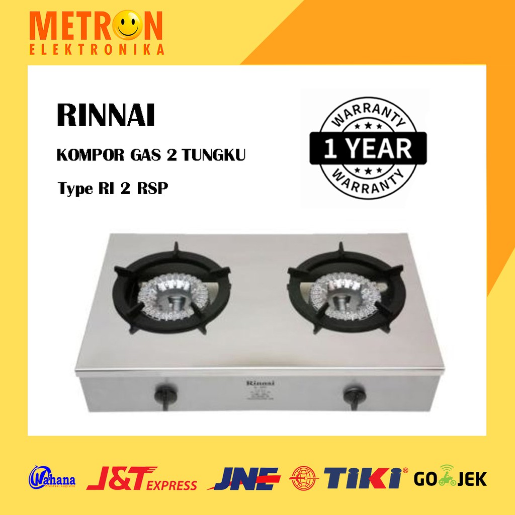 RINNAI RI 2 RSP GAS COOKER 2 STOVE / KOMPOR GAS 2 TUNGKU / RI2RSP