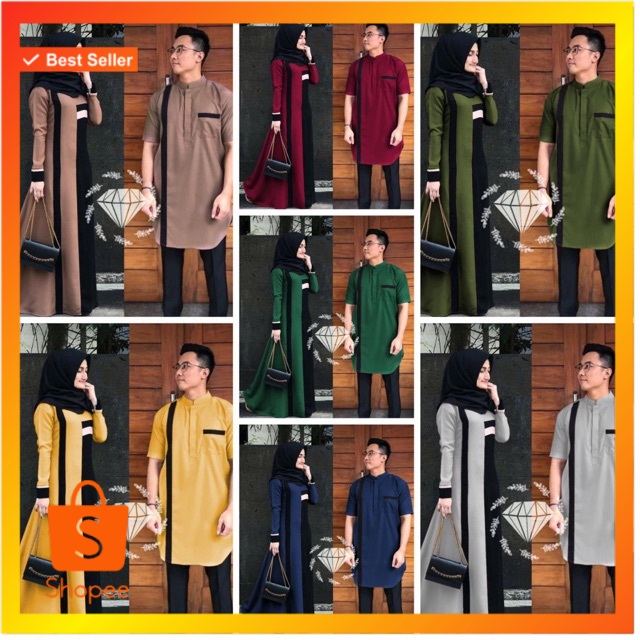 Couple Set Family Hulya / Couple Koko Trendy Gamis Gamis Remaja Couple Pasangan Gamis Lamaran Moti A