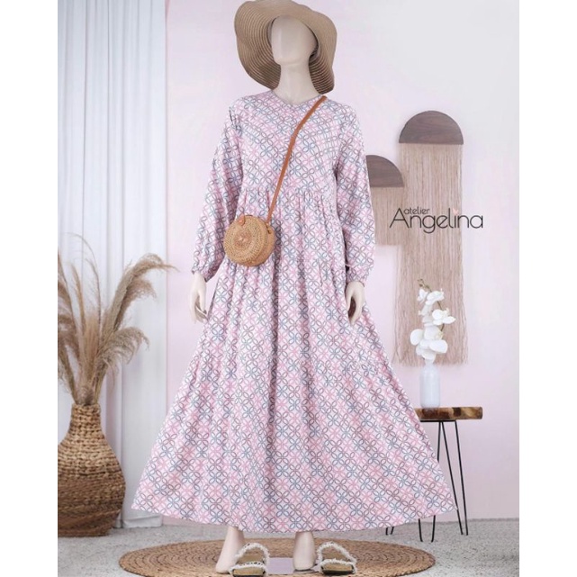 Bella Dress Batik Kawung Pink by Atelier Angelina