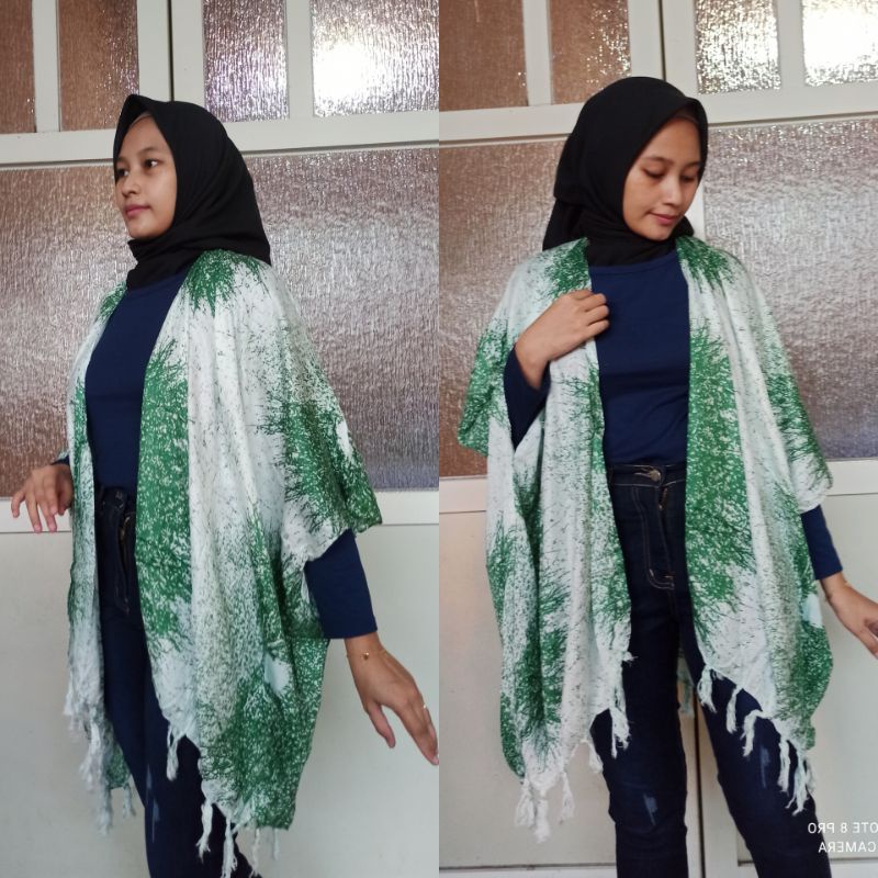 Cardigan/ Outer Pantai Bahan Rayon Premium Warna Hijau