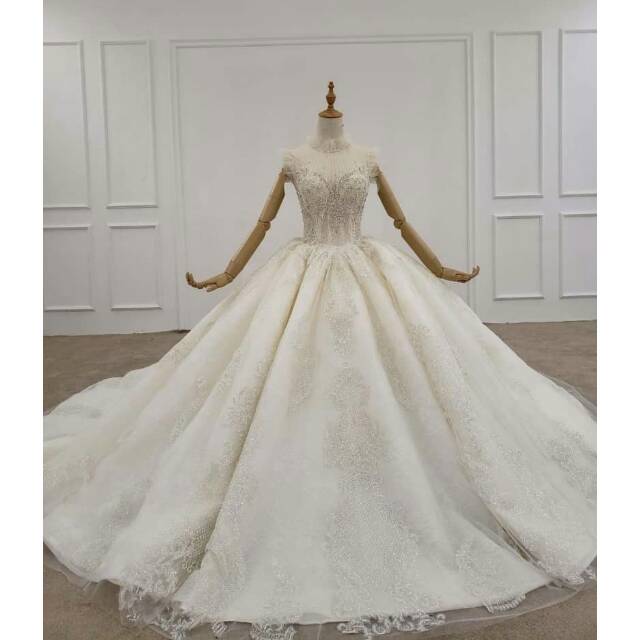 Pre order gaun pengantin berlengan pendek baju pengantin murah wedding dress import wedding gown new