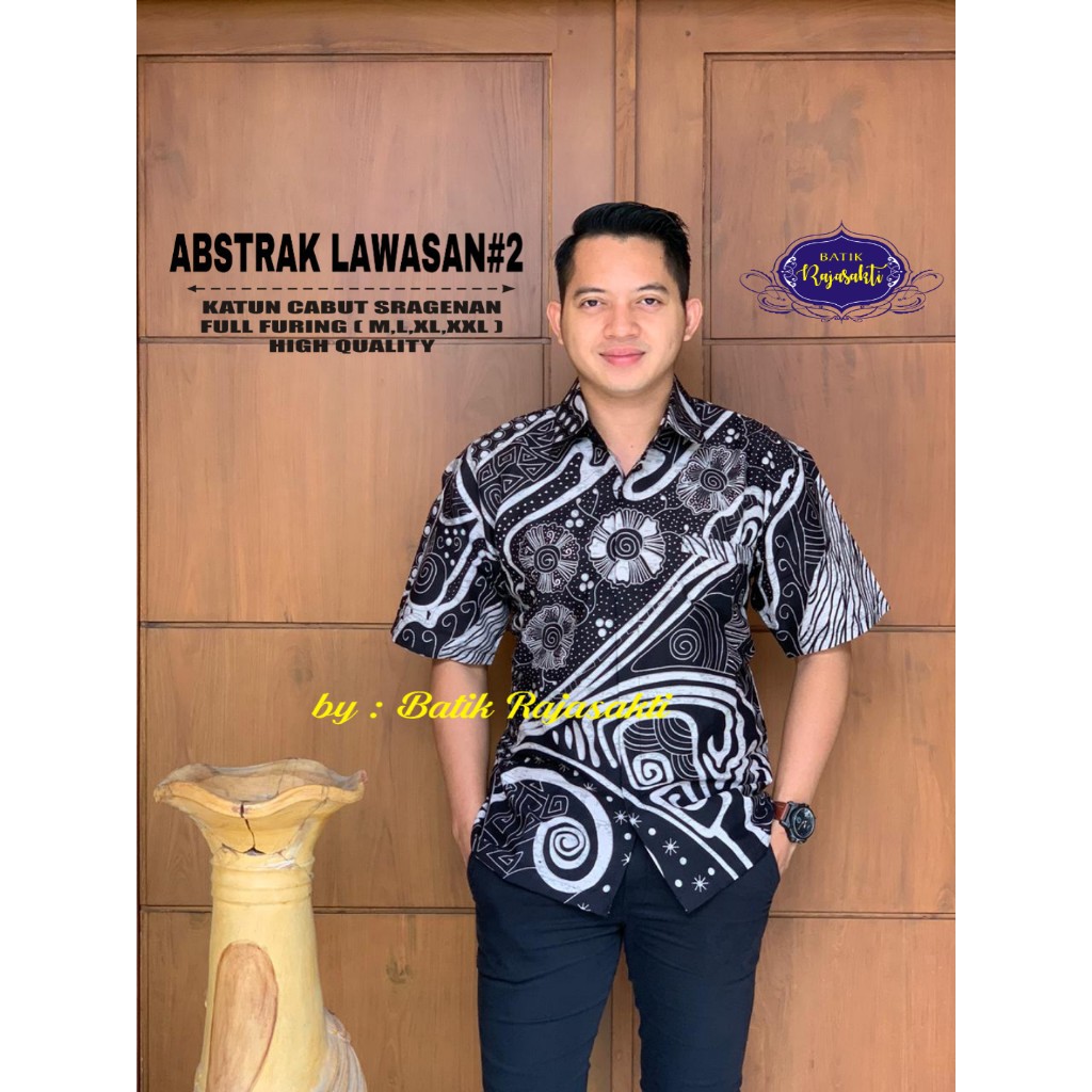 ABSTRAK LAWASAN 2 RAJASAKTI KEMEJA BATIK SOLO PRIA LENGAN PENDEK LAPIS FURING ATASAN BATIK PREMIUM MODERN KATUN HALUS BAHUWIRYA  BANAMITRA BANAMITRA PUTIH BANGSAWAN BAYU PUTRA BERLIAN BIRU BHARATAYUDA BIMASENA BIRENDRA BIRU INDAH BRAHMAKERTA BRAHMAKERTA