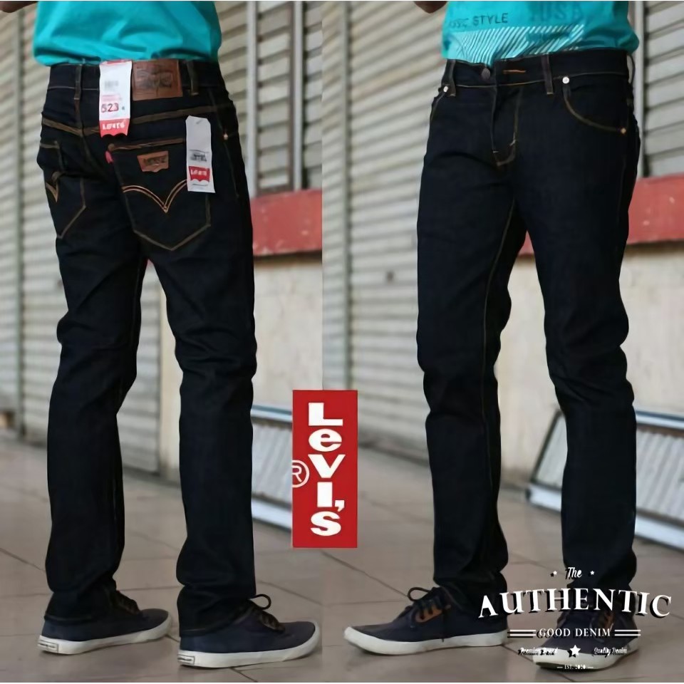 HUMAIRAFASHION - Celana Jeans Levis 523 Model Slim Street Warna Black Garment dan Bio Wash